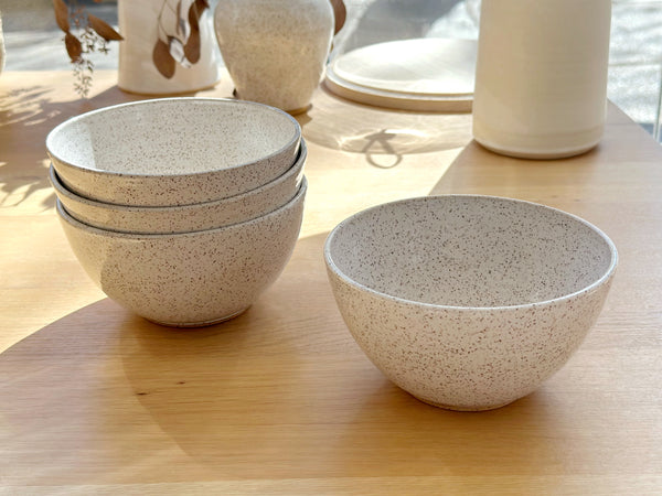 Speckled Creamy White and saving Tan Everyday Pottery Bowls | Stoneware Ceramic