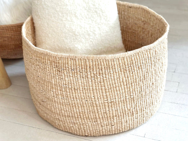 Handwoven Banana Leaf Floor Basket