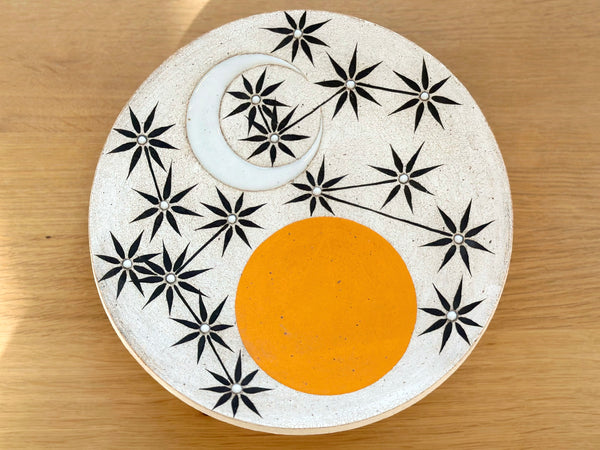 Hand-Painted Ceramic Footed Plate