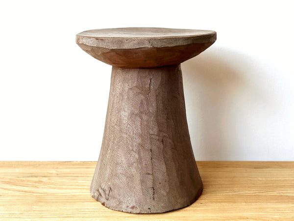 Handcarved Vintage African Round Wood Stool / Side Table