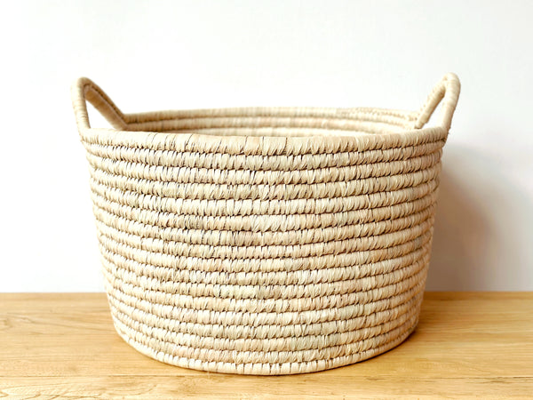 Handwoven Palm Short Wide Basket