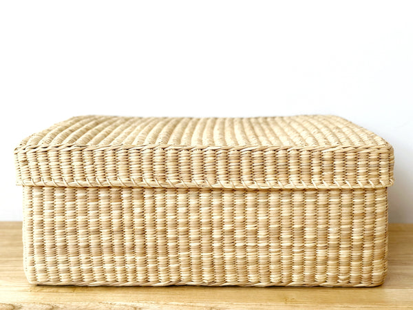 Handwoven Lidded Rectangular XL Basket