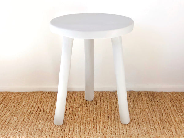 Hand-Sculpted Resin Side Table / Stool Grey