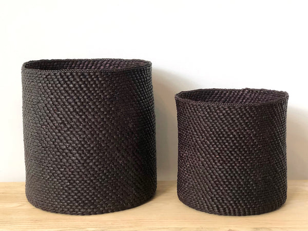 Handwoven Grass Basket Charcoal