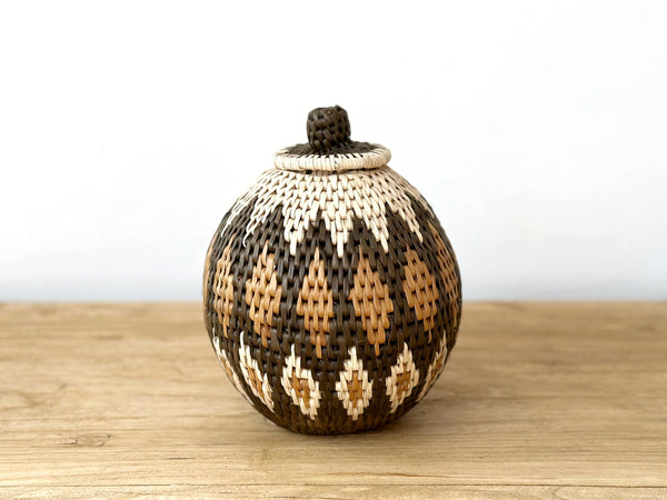 Handwoven Lidded Grass Basket