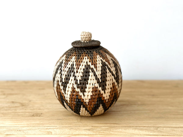 Handwoven Lidded Grass Basket